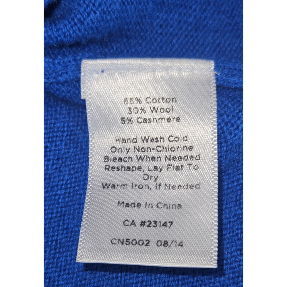 Talbots MP Blue Cotton Wool Cashmere Sweater Pocket Relaxed Preppy Quiet Luxury - Picture 4 of 7